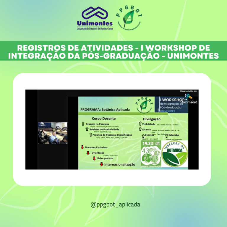 I Workshop de Integração da Pós-graduação da Universidade Estadual de Montes Claros – (UNIMONTES/MG)